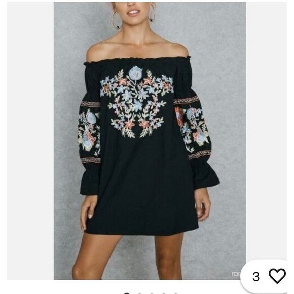 Free People Fleur Du Jour Mini Dress Floral Embroidered Pockets Boho Hippie Sz S - Picture 10 of 11